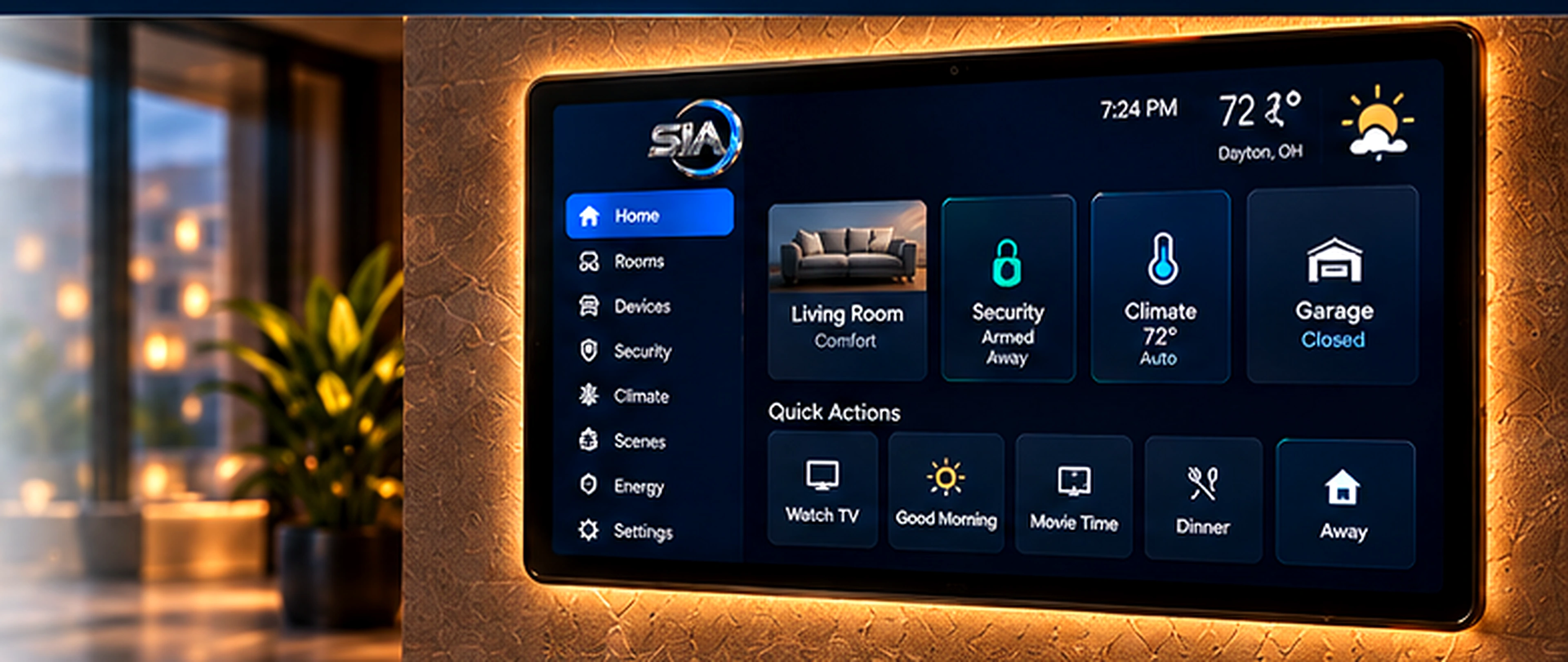 Illustrative SIA product wall-display scene